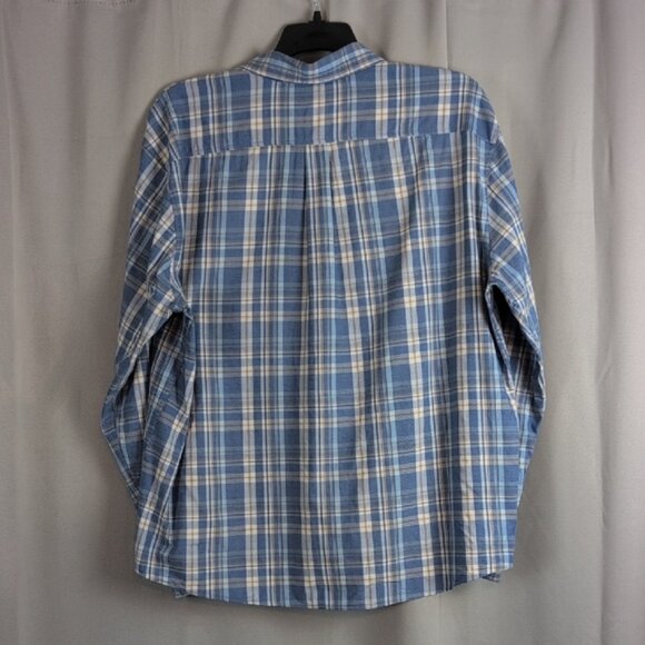 johnnie-O Performance Blue and White Plaid Men's Shirt - Picture 2 of 7
